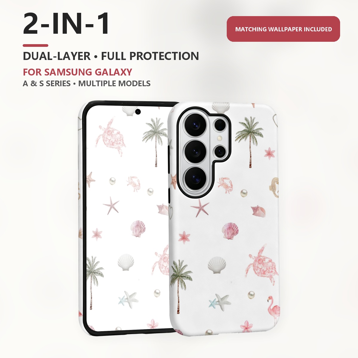 Samsung Galaxy S24 - Pink Flamingo Turtle 2-in-1 Dual-Layer Phone