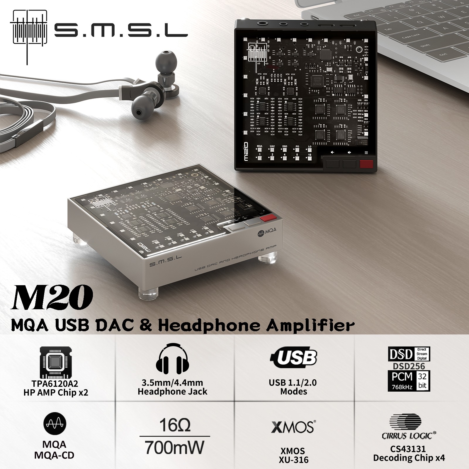 SMSL M20 Hi-Res Gaming Audio D - Android Tablet Gaming Accessories 评论和价格
